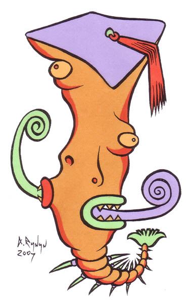Scholarpede - Original Hand Coloured Illustration