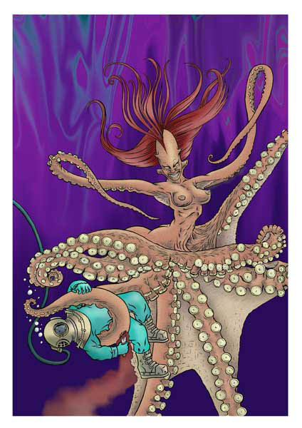 Octopus Woman - Front cover illustration for Femonsters #9 portfolio